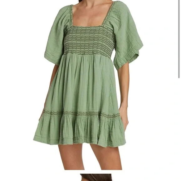 Free People Women's Still Pond Cotton Easy to Love Bubble Mini Dress - Picture 1 of 8